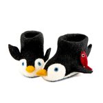 Handmade Felted Wool Penguin Slippers with Suede Soles