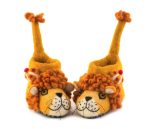Handmade Felted Wool Lion Slippers with Suede Sole
