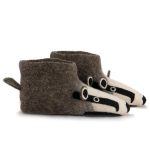Handmade Felted Wool Badger Slippers with Suede Soles
