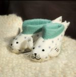 Handmade Felted Wool Seal Slippers with Suede Soles