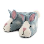 Handmade Felted Wool Bunny Slippers with Suede Soles