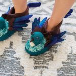 Handmade Felted Wool Hummingbird Slippers with Suede Soles
