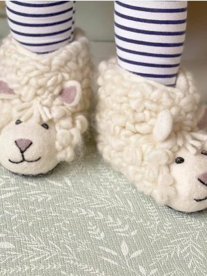 Handmade Felted Wool Sheep Slippers with Suede Soles