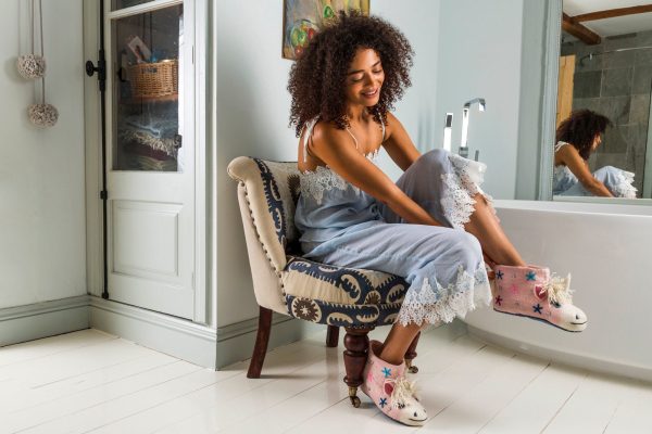 Handmade Felted Wool Unicorn Slippers with Suede Soles