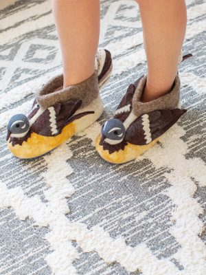 Handmade Felted Wool Duck Slippers with Suede Soles