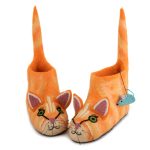 Handmade Felted Wool Cat Slippers with Mouse Detail