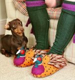 Handmade Felted Wool Pheasant Slippers with Suede Soles